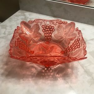 Vintage (1950’s) Salmon-Colored Transparent Plastic Fruit Bowl